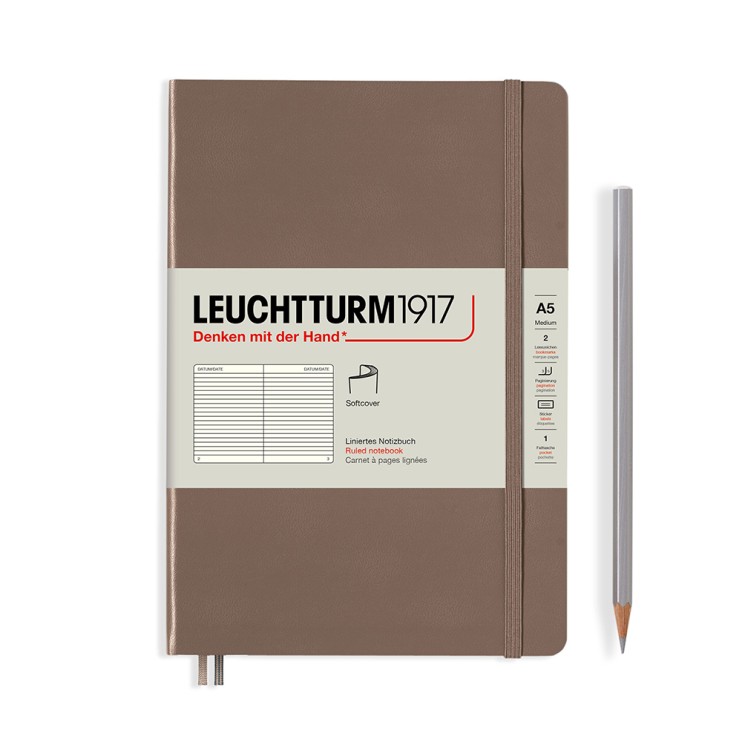 Блокнот в линейку Leuchtturm1917 "Medium" A5, 61л, 80гр/м², мягкая обложка,Коричневый Теплый (363412)