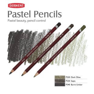 Комплект пастельных карандашей Derwent "Pastel" коричневые оттенки (P540, P530, P520)