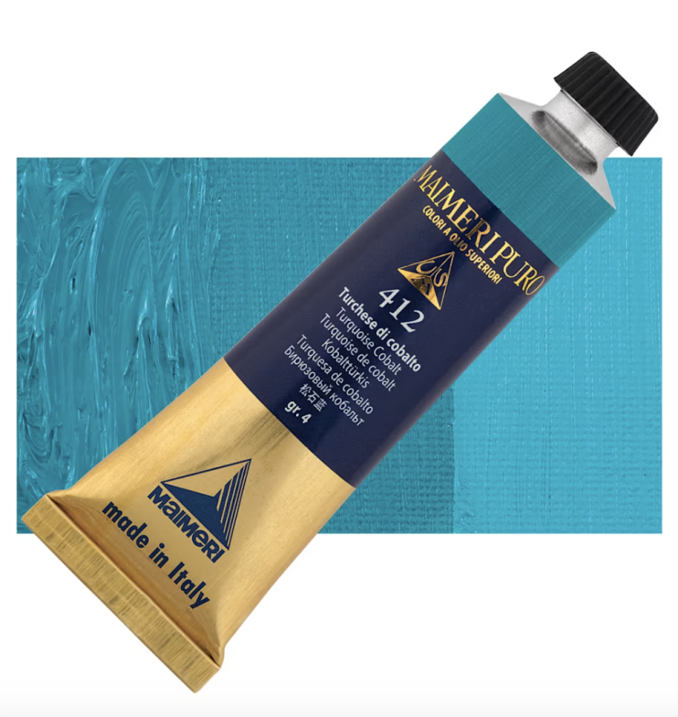 Краска масляная Maimeri "Puro" 40мл, №412 Turquoise Cobalt/ Кобальт бирюзовый