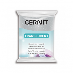 Полимерный моделин Cernit "Translucent" #080 серебрянный с блестками, 56гр.