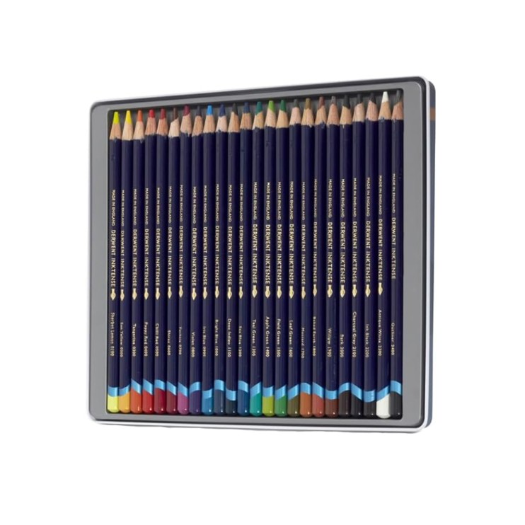 Набор акварельных карандашей Derwent "Inktense" 24 цветов в металлической упаковке (700929)