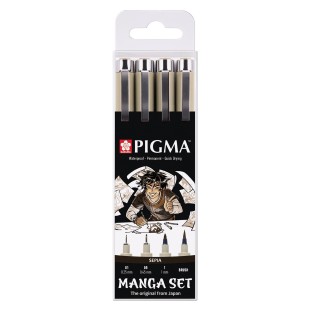 Набор капиллярных ручек Pigma Micron "Manga" 4 штуки, сепия