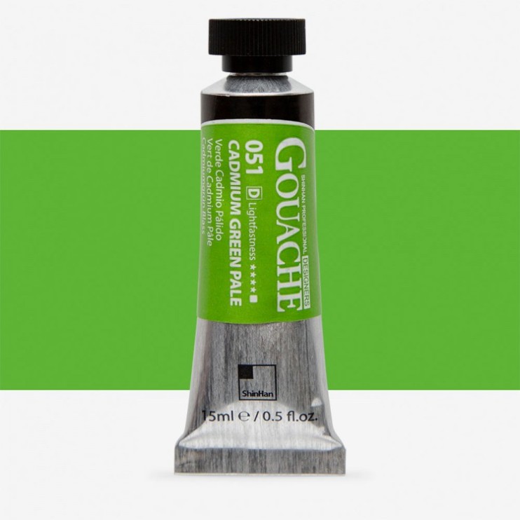 Гуашь Shinhan "Designers GOUACHE" №051(D) Cadmium green pale (Зеленый кадмий бледный), туба 15мл