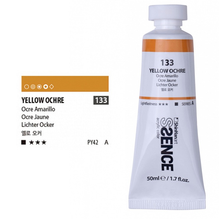 Краска акриловая Shinhan "Essence" №133 Охра желтая, туба 50мл