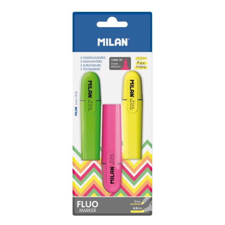 Набор текстовыделителей "Milan" 3 цвета в блистере