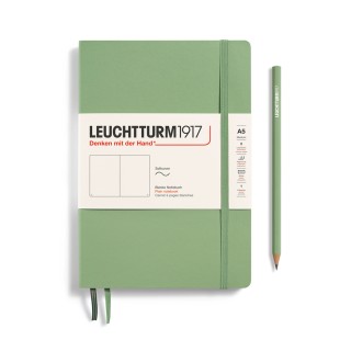 Блокнот без линовки Leuchtturm1917 "Medium" A5, 61л, 80гр/м², мягкая обложка,Зеленый Шалфей (361593)