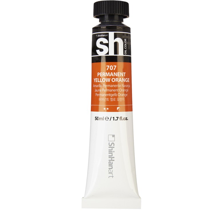 Краска масляная ShinHan "Sh" №707 Желто-оранжевый устойчивый, туба 50мл 