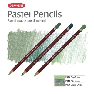 Комплект пастельных карандашей Derwent "Pastel" зеленые оттенки (P450, P440, P430)
