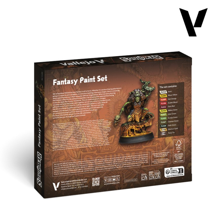 Набор 12 красок Vallejo Game Color "Fantasy Paint" + фигурка