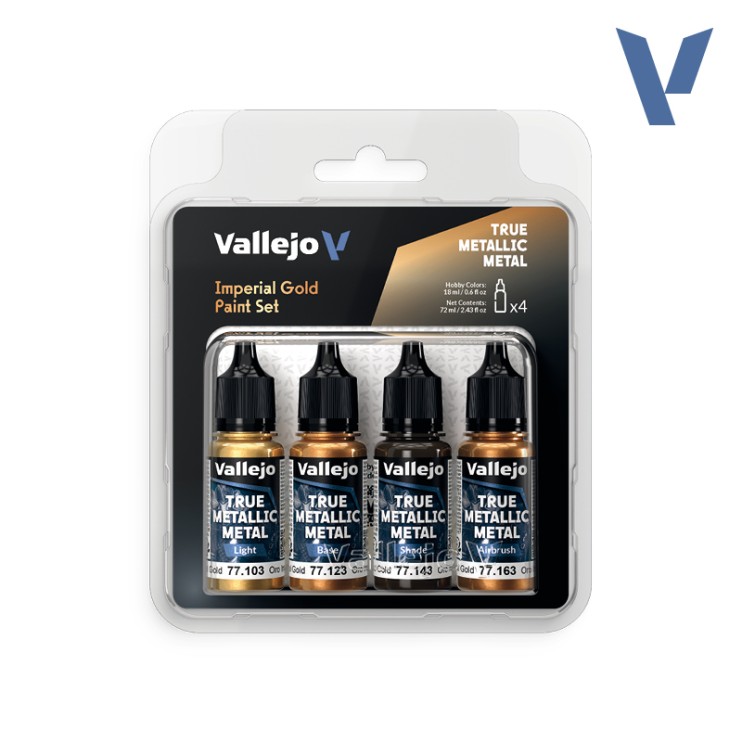 Набор из 4 красок Vallejo "True Metallic Metal" оттенки: Imperial Gold