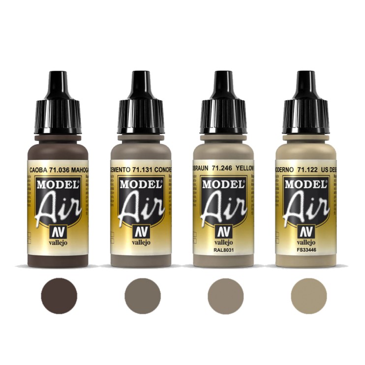 4 краски "Model Air" №036, 122, 131, 246
