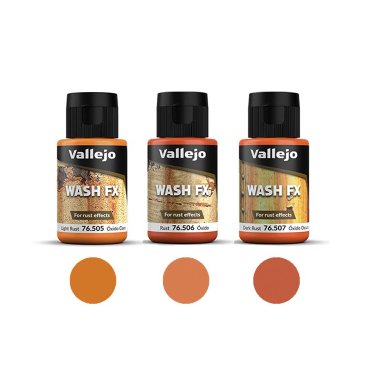 Набор тонирующей жидкости Vallejo "Model Wash" 3 штуки (505, 506, 507) по 35мл