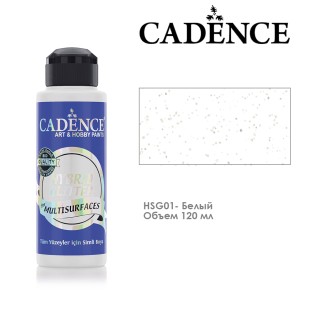 Краска акриловая Cadence "Hybrid Glitter" 120мл №HSG01 белый с серебристыми блестками
