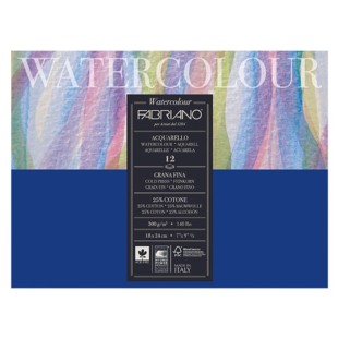 Блок бумаги для акварели Fabriano "Watercolour" 18x24см, 12л, 300гр/м² (cold pressed)