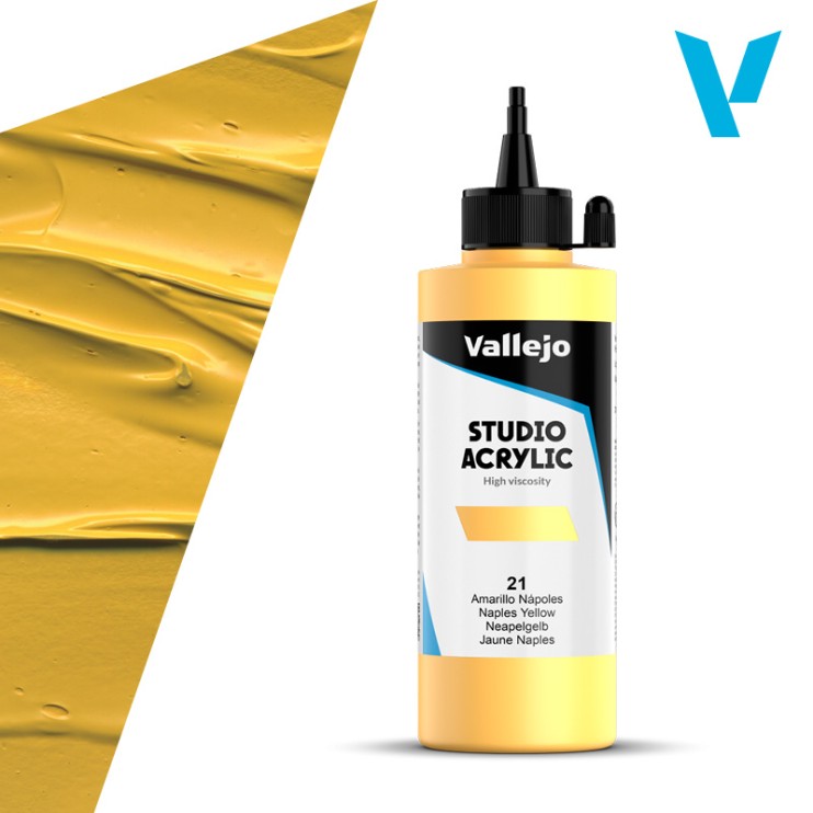 Акрил Vallejo "Studio" 21 Naples Yellow (Неаполитанская желтая), 200мл