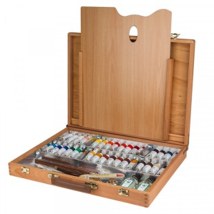 Набор масляных красок "Old Holland" 34 тубы по 40 мл и аксессуары в деревянном ящике