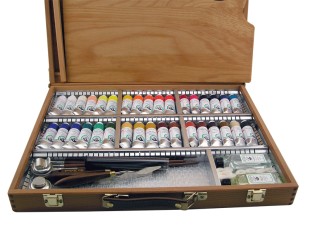 Набор масляных красок "Old Holland" 34 тубы по 40 мл и аксессуары в деревянном ящике