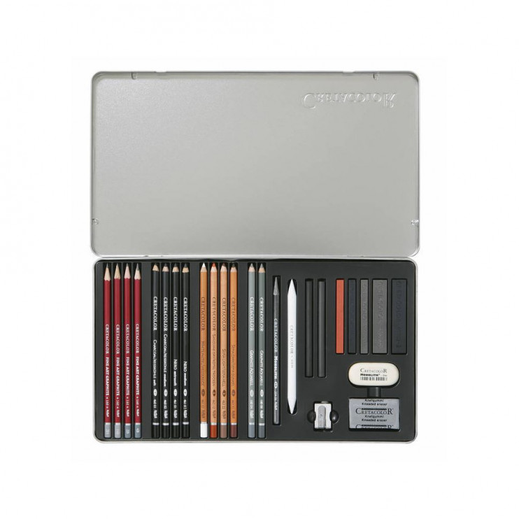 Набор для графики Cretacolor "TEACHER'S CHOICE" 26 предметов в металлической коробке
