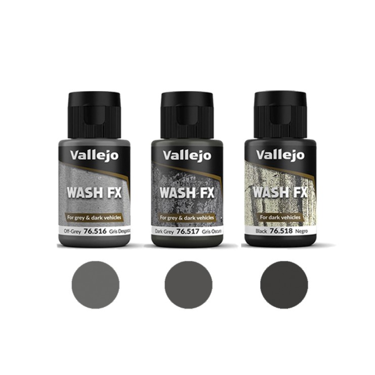 Набор тонирующей жидкости Vallejo "Model Wash" 3 штуки (516, 517, 518) по 35мл
