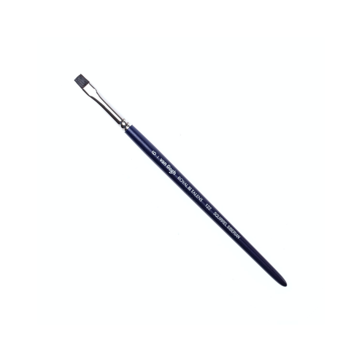 Кисть для рисования белка сибирская плоская Royal Talens "VanGogh 122" №6 на короткой ручке