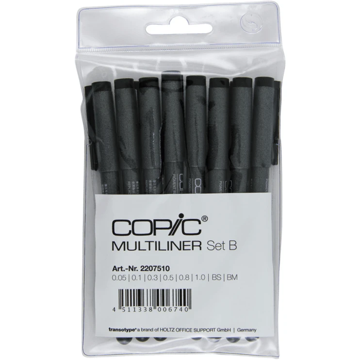 Набор капиллярных ручек COPIC "Multiliner" 8 штук в пластиковом пенале