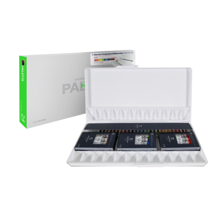 Набор акварельных красок Shinhan Professional "Sketchers" 12 туб по 7.5мл, аксессуары