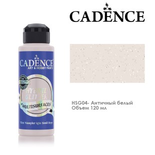 Краска акриловая Cadence "Hybrid Glitter" 120мл №HSG04 античный белый с серебристыми блестками