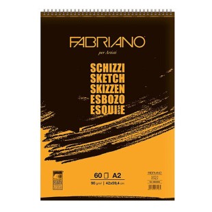 Альбом для эскизов на спирали Fabriano "Schizzi" А2, 60л, 90гр/м², мелкозернистая (56642594)