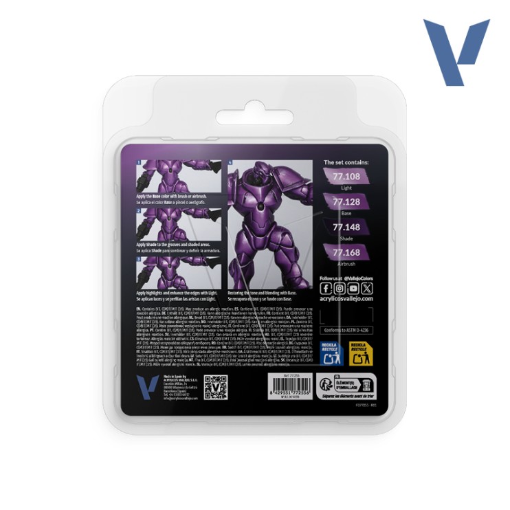 Набор из 4 красок Vallejo "True Metallic Metal" оттенки: Amethyst Purple