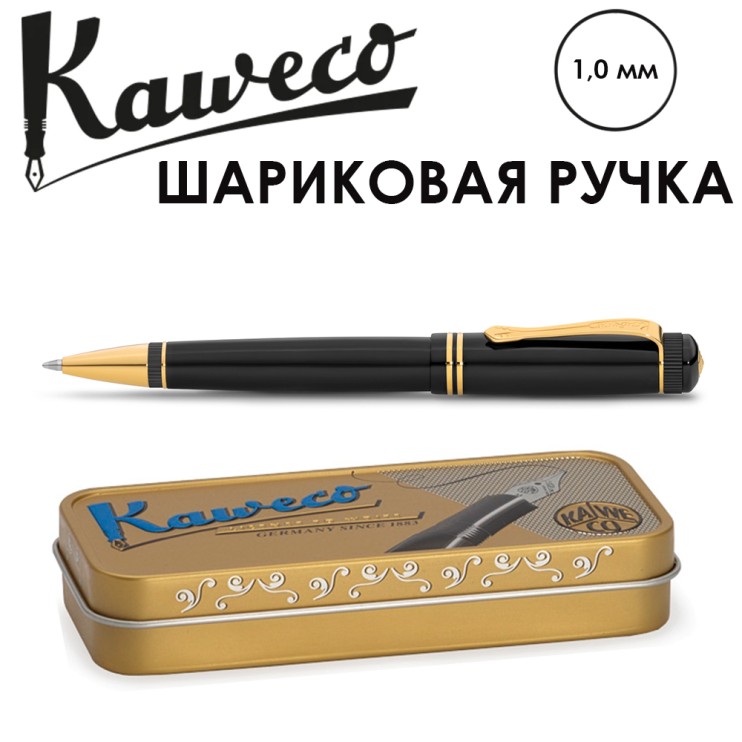 Ручка шариковая Kaweco "Dia2" (1.0мм), Black/Gold (10000565)