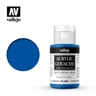 Гуашь-темпера Vallejo "Acrylic Gouache" 04.066 Ультрамарин синий светлый, 35 мл