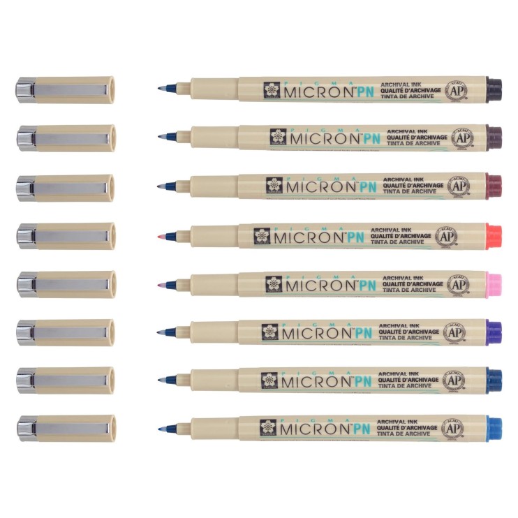 Набор капиллярных ручек Pigma Micron "PN" 8 штук, цветные