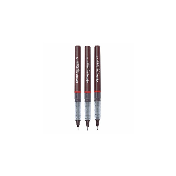 Набор из 3 капиллярных ручек Rotring "Tikky Grapic" 0,1/0,3/0,5мм (черный)