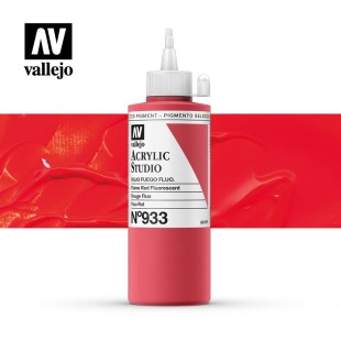 Акриловая краска Vallejo "Studio" #933 Fluorescent Flame Red (Красный флюоресцентный), 200мл
