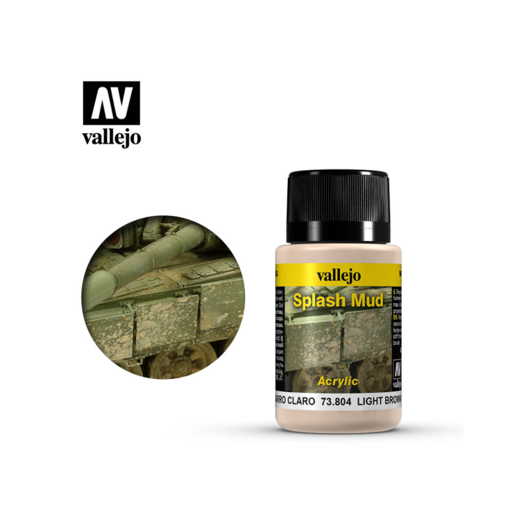 Краска для сборных моделей Vallejo, серия "Weathering Effects", цвет 73.804 Light Brown Splash Mud (Брызги грязи светло-коричневые)