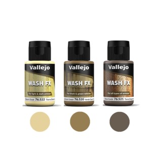 Набор тонирующей жидкости Vallejo "Model Wash" 3 штуки (520, 521, 522) по 35мл