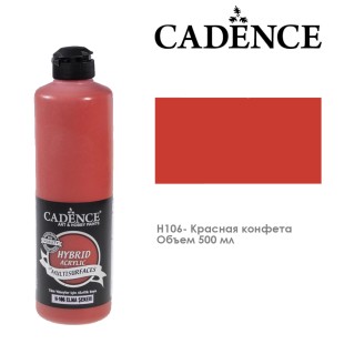 Краска акриловая Cadence "Hybrid" 500мл №H106 красная конфета