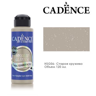 Краска акриловая Cadence "Hybrid Glitter" 120мл №HSG06 старое кружево с серебристыми блестками