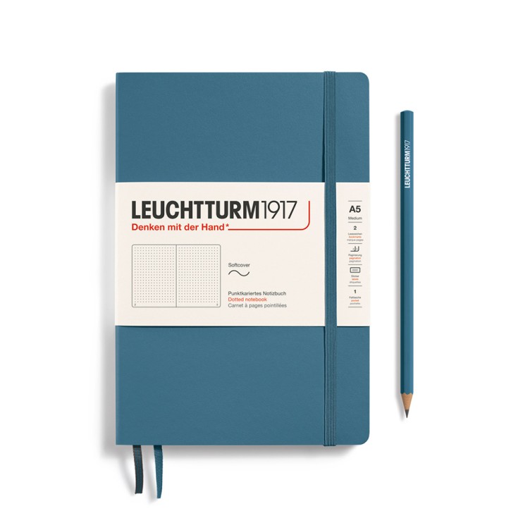 Блокнот в точку Leuchtturm1917 "Medium" A5, 61л, 80гр/м², мягкая обложка,Синий Камень (363399)