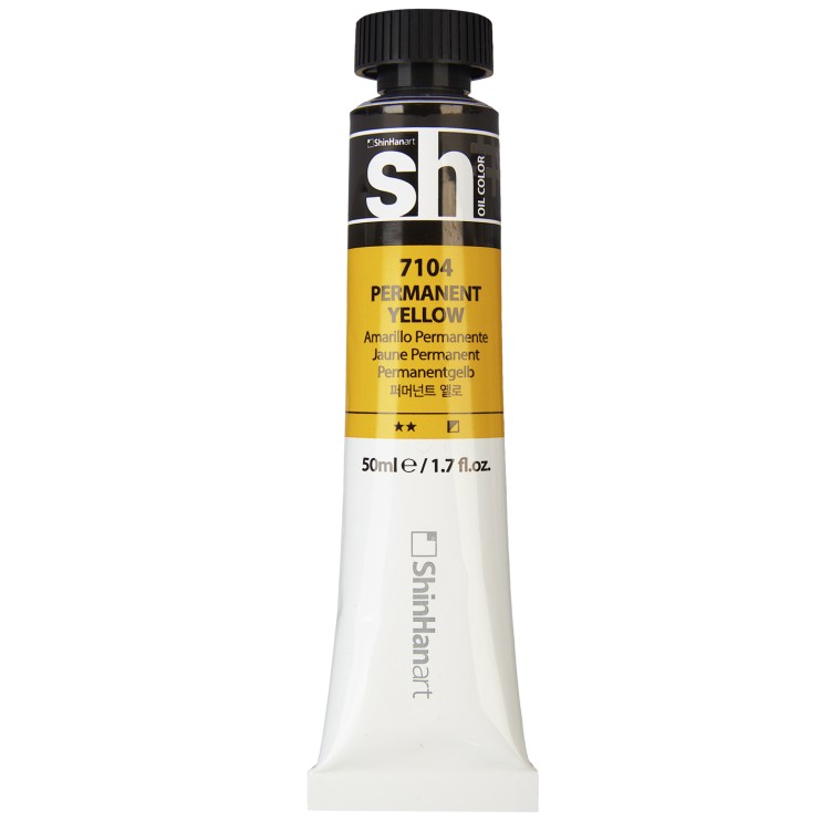 Краска масляная ShinHan "Sh" №7104 Желтый устойчивый, туба 50мл 