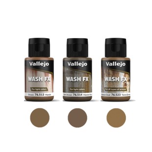 Набор тонирующей жидкости Vallejo "Model Wash" 3 штуки (513, 514, 523) по 35мл