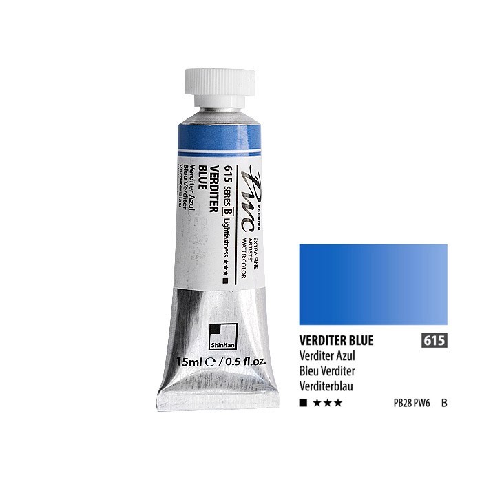 Краска акварельная SH "PWC" №615 (B) синий вердитер / туба 15мл