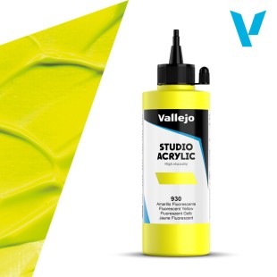 Акрил Vallejo "Studio" 930 Fluorescent Yellow (Желтый флюо), 200мл