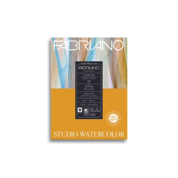 Блок для акварели Fabriano "Watercolour" 22,9x30,5см, 75л, 200гр/м² (Hot pressed)