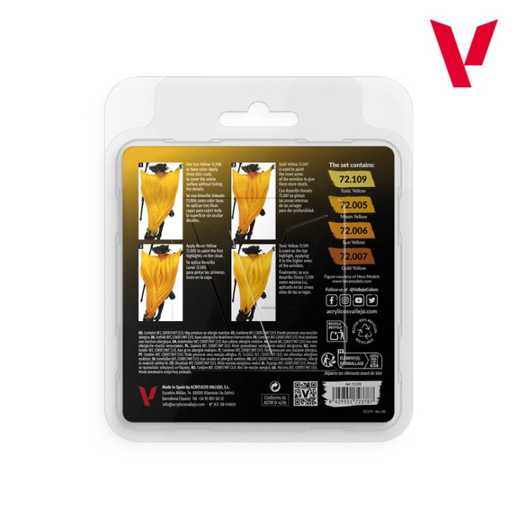 Набор 4 краски Vallejo Game Color "Yellow" для моделизма