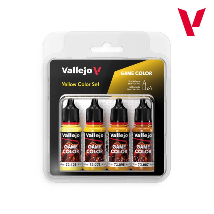 Набор 4 краски Vallejo Game Color "Yellow" для моделизма