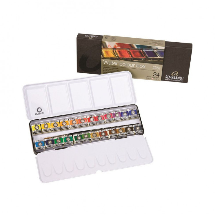 Набор акварельных красок "Rembrandt" 24 кюветы в металлическом пенале