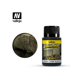 Краска для сборных моделей Vallejo, серия "Weathering Effects", цвет 73.806 Black Splash Mud (Брызги грязи черные)