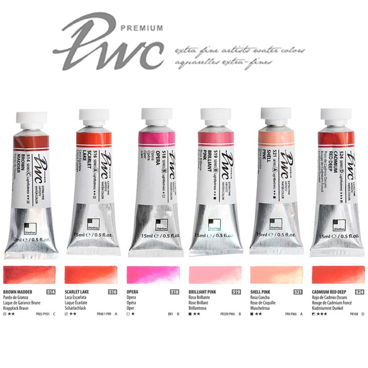Краска акварельная SH "PWC" 6 туб (№514, 516, 518, 519, 521, 524) по 15мл