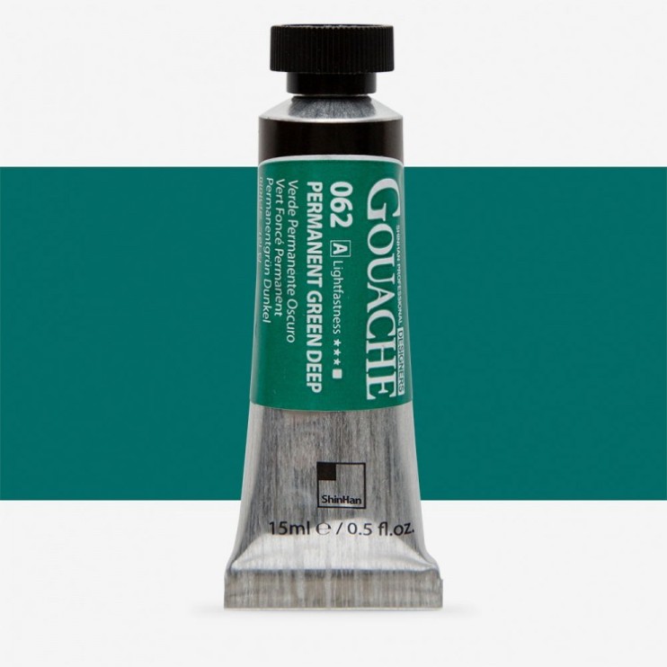 Гуашь Shinhan "Designers GOUACHE" №062(A) (Permanent green deep) (Зеленый насыщенный темный), туба 15мл